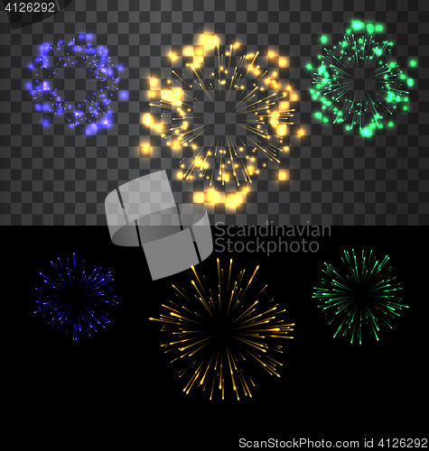 Image of Set of isolated fireworks