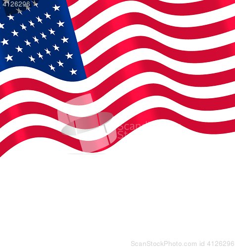 Image of Flags USA Waving Wind and Ribbon