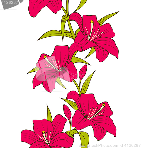 Image of Beautiful Seamless Wallpaper with Lily Flowers