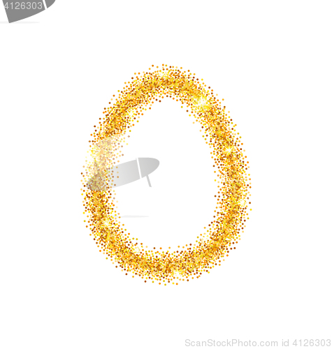 Image of Abstract Happy Easter Golden Glitter Egg with Place for Your Text
