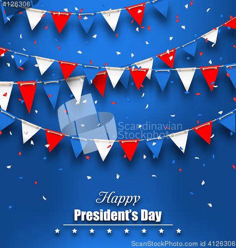 Image of Patriotic Background with Bunting Flags for Happy Presidents Day