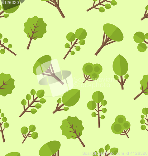 Image of Seamless pattern with different trees in flat style