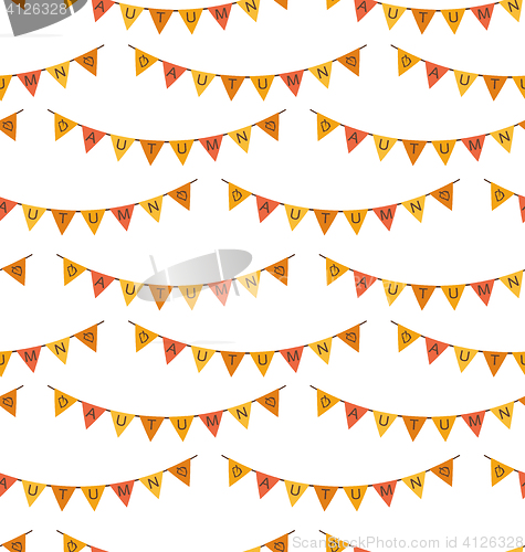 Image of Seamless Pattern with Autumn Bright Buntings