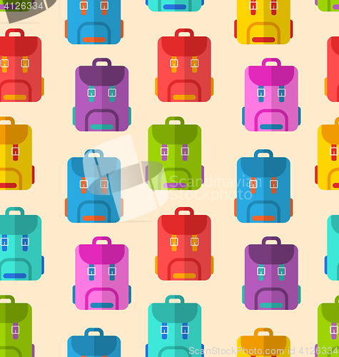 Image of Seamless Pattern with Colorful School Rucksacks