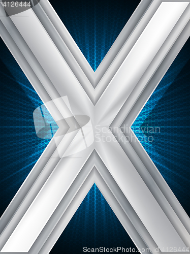 Image of Abstract blue brochure with huge metallic X