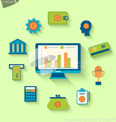 Image of Flat icons of financial and business items