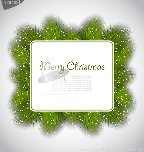 Image of  Merry Christmas elegant card with fir branches