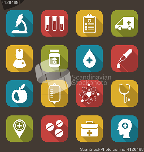 Image of Trendy Flat Icons of Medical Elements