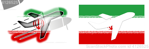Image of Nation flag - Airplane isolated - Iran