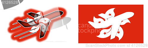 Image of Nation flag - Airplane isolated - Hong Kong