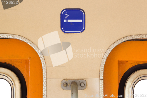 Image of Smoking sign in an old train carriage