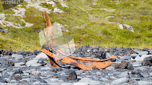 Image of Remains of a boat wreck - Iceland - Selective focus