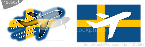 Image of Nation flag - Airplane isolated - Sweden