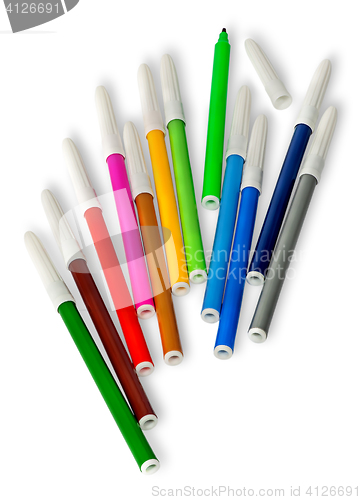 Image of Scattered colored felt tip pens