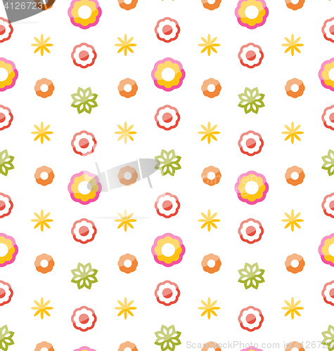 Image of Colorful Shiny Seamless Pattern with Flowers