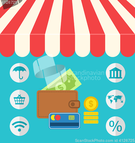 Image of Business concept flat icons set of online shopping and payment i