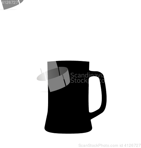 Image of Illustration black silhouette beer mug isolated on white backgro