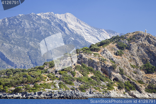 Image of Gemiler Island with church of St. Nicholas, Turkey