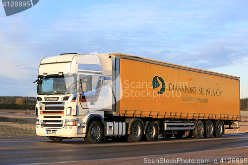 Image of Scania R560 Semi Transport Truck on the Road