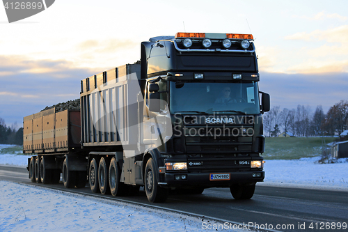 Image of Big Black Scania 164L Combination Transports Sugar Beet