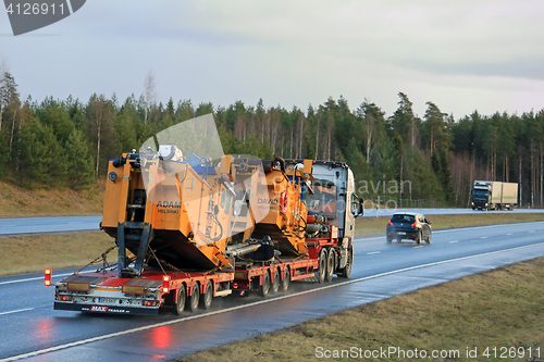 Image of Heavy Transport of Dredging Equipment on Motorway