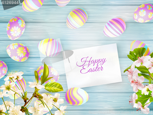 Image of Easter background with cherry twigs. EPS 10