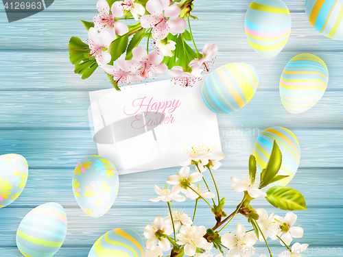 Image of Easter background with cherry twigs. EPS 10