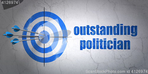 Image of Politics concept: target and Outstanding Politician on wall background