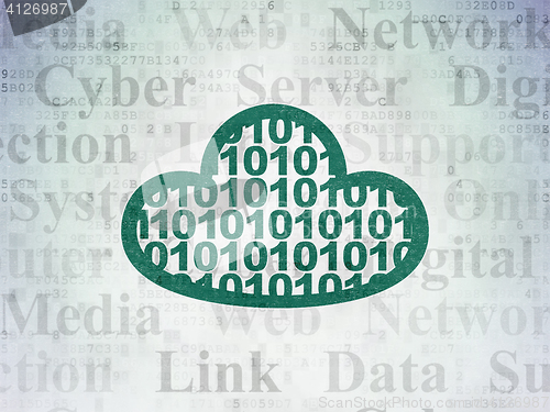 Image of Cloud networking concept: Cloud With Code on Digital Data Paper background