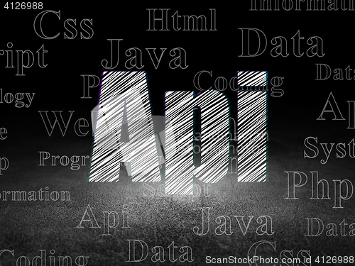 Image of Programming concept: Api in grunge dark room