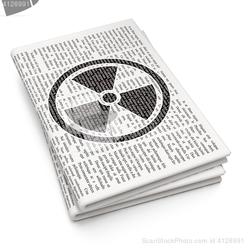 Image of Science concept: Radiation on Newspaper background