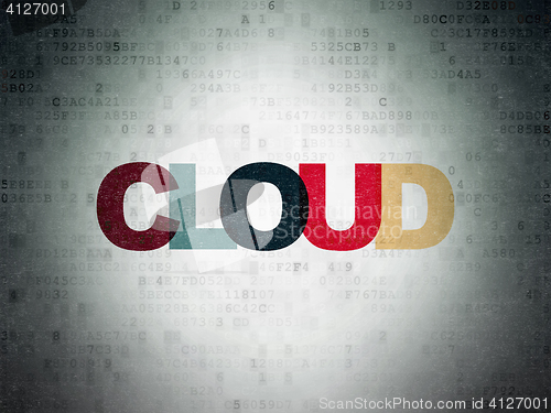 Image of Cloud computing concept: Cloud on Digital Data Paper background