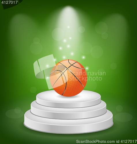 Image of Basket Ball on White Podium with Light