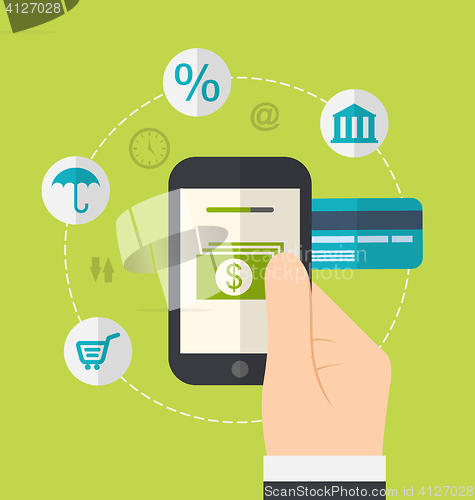 Image of Concepts of online payment methods. Icons for online payment gat