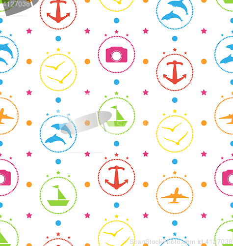 Image of Travel Seamless Pattern with Colorful Elements