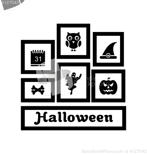 Image of  Frames with Halloween Traditional Symbols