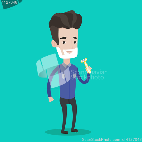 Image of Man shaving his face vector illustration.