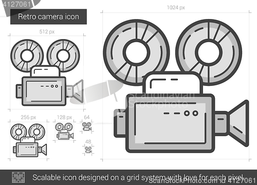 Image of Retro camera line icon.