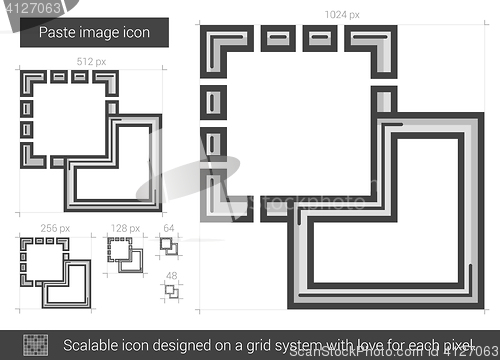 Image of Paste image line icon.