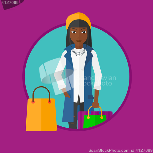 Image of Woman with shopping bags vector illustration.