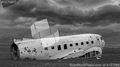 Image of The abandoned wreck of a US military plane on Southern Iceland -