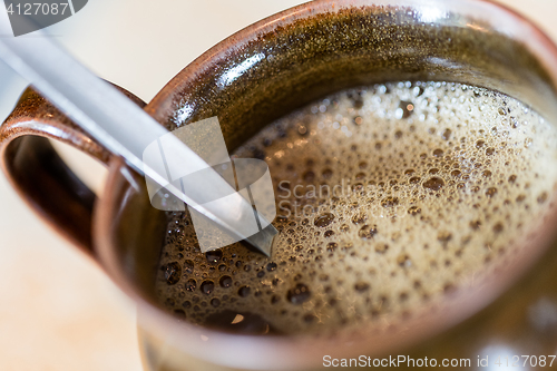 Image of Cup of black coffee - Selective focus