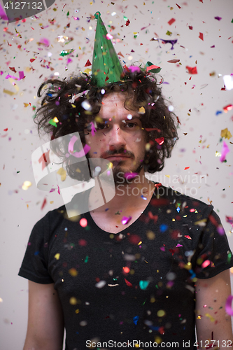 Image of confetti man on party