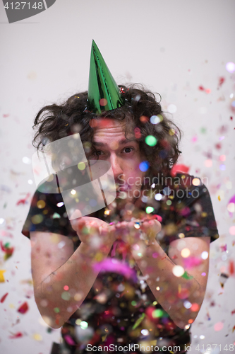 Image of confetti man on party