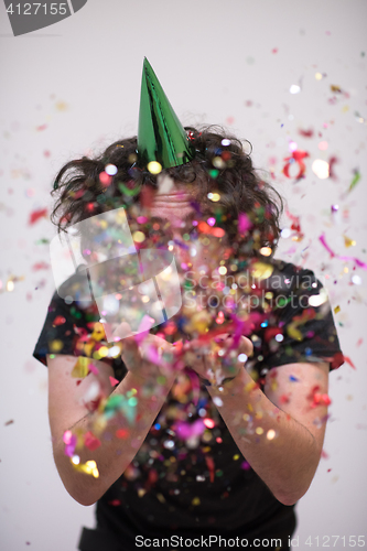 Image of confetti man on party