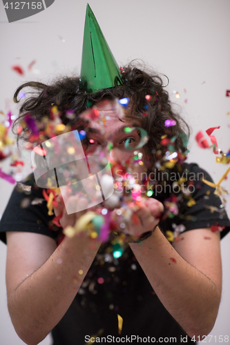 Image of confetti man on party