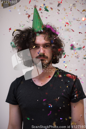 Image of confetti man on party