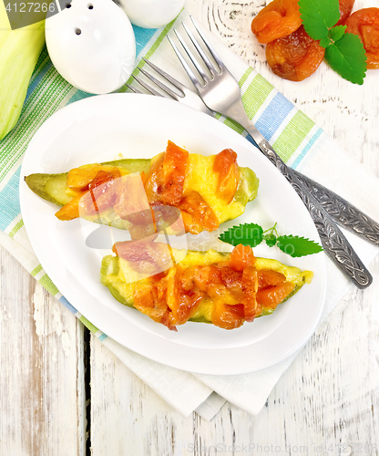 Image of Courgettes in spicy sauce on napkin top