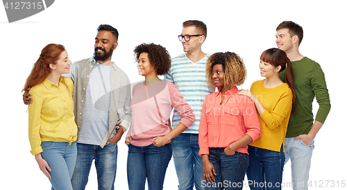 Image of international group of happy smiling people