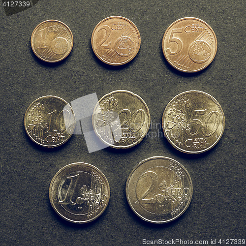 Image of Vintage Euro coins flat lay